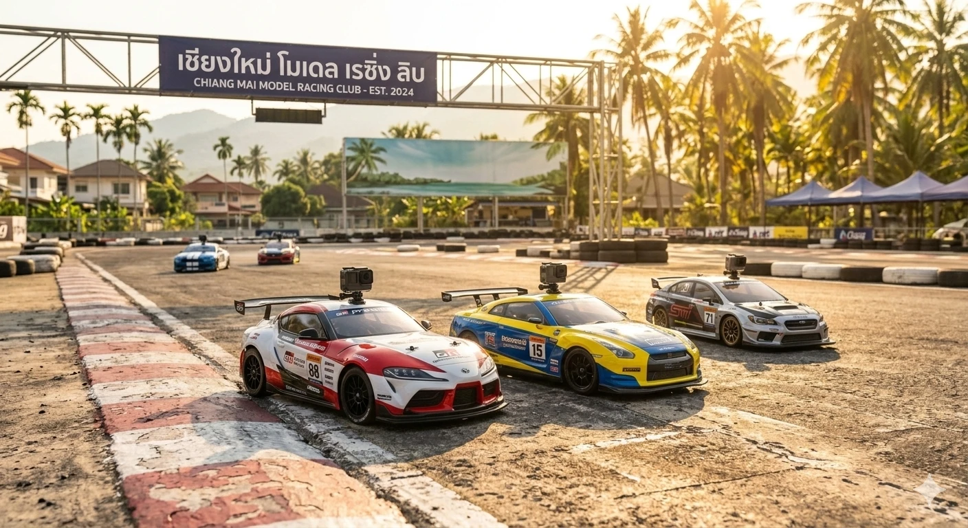 RC cars on asphalt